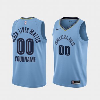 Memphis Grizzlies Social Justice Custom Blue BLM Jersey - Statement