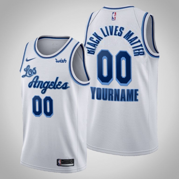 Los Angeles Lakers Social Justice Custom White BLM Jersey - Classic