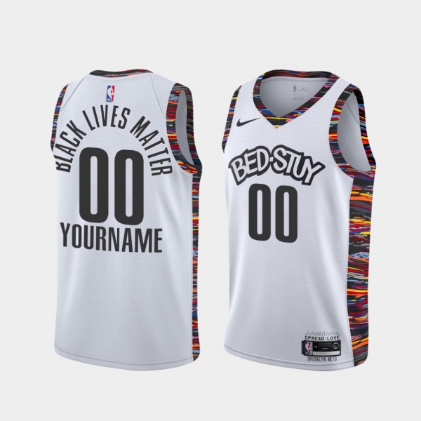 Brooklyn Nets Social Justice Custom White BLM Jersey - Biggie City