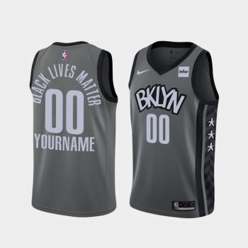 Brooklyn Nets Social Justice Custom Gray BLM Jersey - Statement