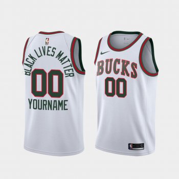 Milwaukee Bucks Social Justice Custom White BLM Jersey - Classic