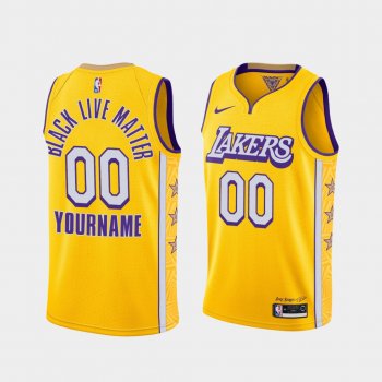 Los Angeles Lakers Social Justice Custom Gold BLM Jersey - City