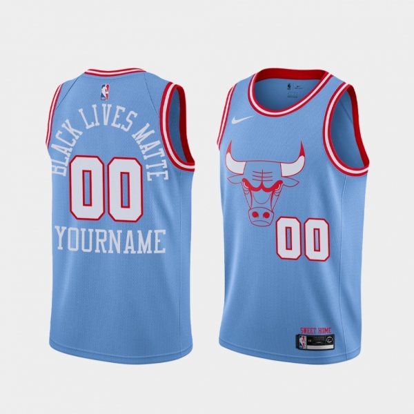 Chicago Bulls Social Justice Custom Blue BLM Jersey - City