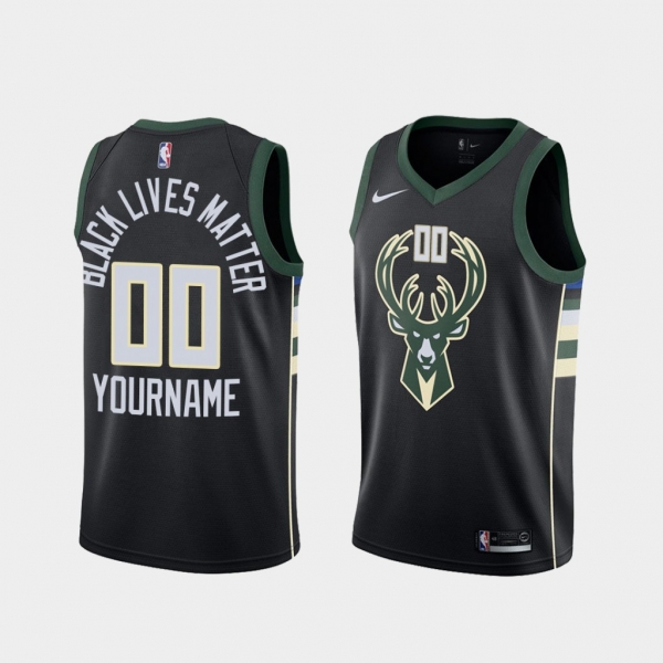 Milwaukee Bucks Social Justice Custom Black BLM Jersey - Statement