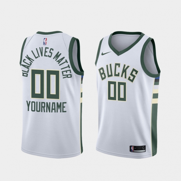 Milwaukee Bucks Social Justice Custom White BLM Jersey - Association