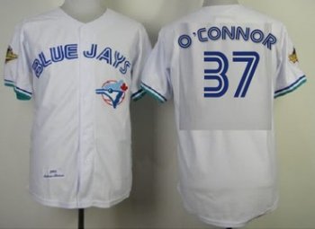 Custom Men's Toronto Blue Jays #37 O'Connor Royal White 1993 Throwback Cooperstown Collection Stitched MLB Mitchell & Ness Jersey