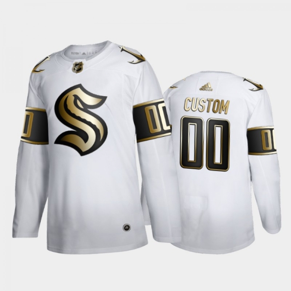 Men's Seattle Kraken Custom #00 Limited Golden Edition White Jersey