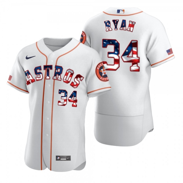 Men's Nolan Ryan Houston Astros White 2020 Stars & Stripes 4th of July Jersey