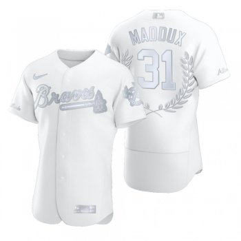 Men's Greg Maddux Atlanta Braves White Awards Collection NL Cy Young Jersey