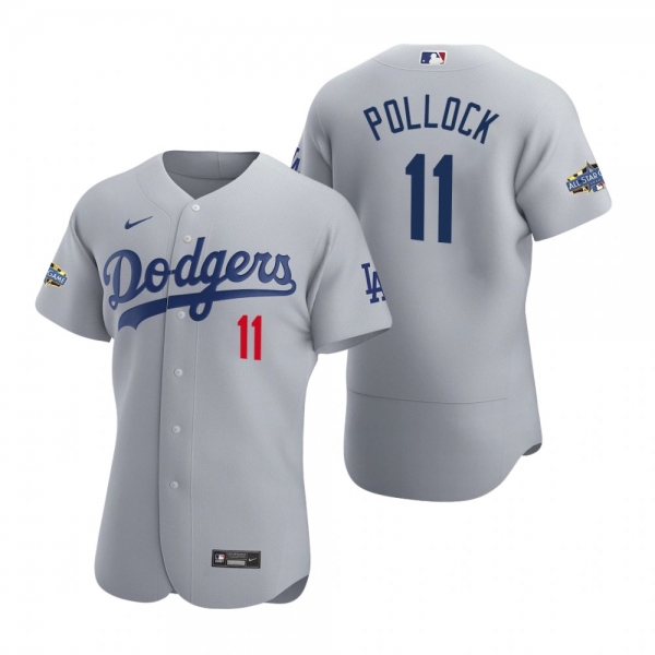 Men's Los Angeles Dodgers A.J. Pollock 2020 Alternate Patch Gray Authentic Jersey