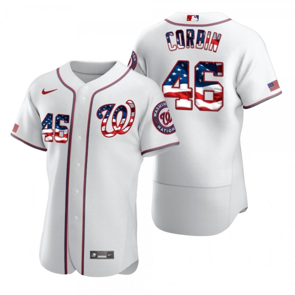 Men's Patrick Corbin Washington Nationals White 2020 Stars & Stripes 4th of July Jersey