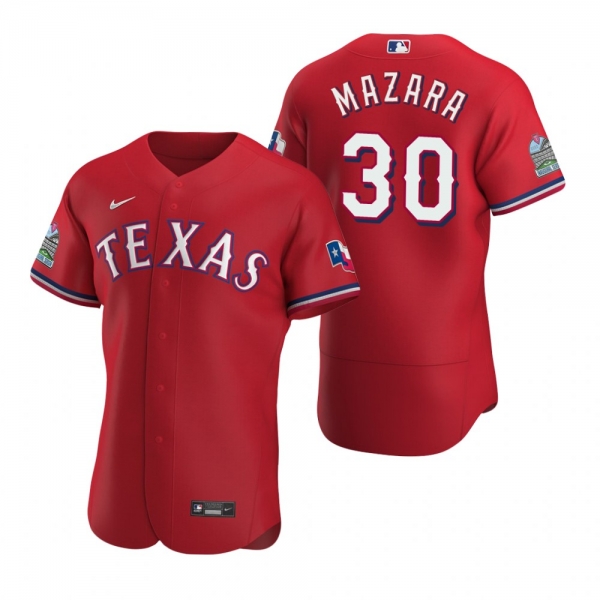 Men's Texas Rangers Nomar Mazara Nike Scarlet Authentic 2020 Alternate Jersey