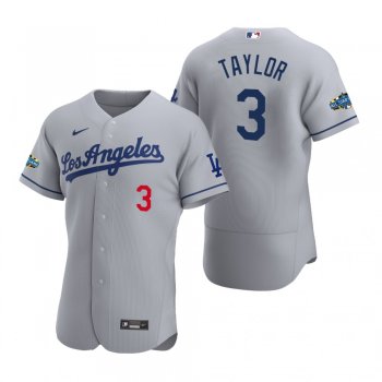 Men's Los Angeles Dodgers Chris Taylor 2020 Road Patch Gray Authentic Jersey