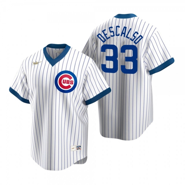 Men's Chicago Cubs Daniel Descalso Nike White Cooperstown Collection Home Jersey