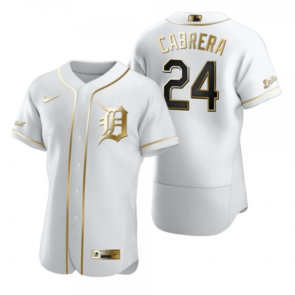 Men's Detroit Tigers Miguel Cabrera Nike White Authentic Golden Edition Jersey