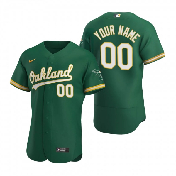 Men's Oakland Athletics Custom Nike Kelly Green Authentic 2020 Alternate Jersey