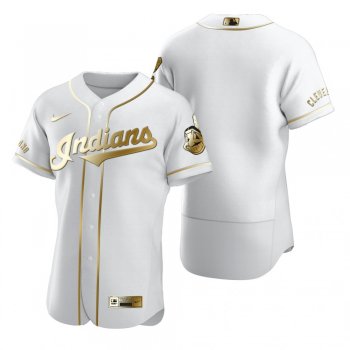 Men's Cleveland Indians Nike White Authentic Golden Edition Jersey