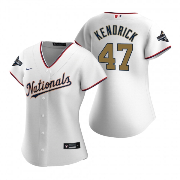 Women's Nationals Howie Kendrick White Gold 2020 Gold Program Replica Jersey