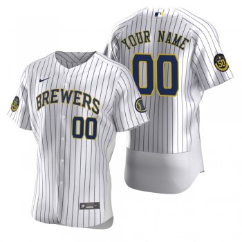 Men's Milwaukee Brewers Custom Nike White Authentic 2020 Home Jersey