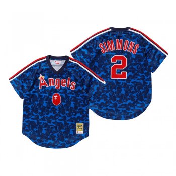 Men's Los Angeles Angels Andrelton Simmons Navy BAPE x Mitchell & Ness Jersey