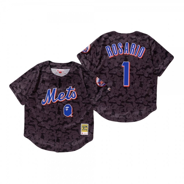 Men's New York Mets Amed Rosario Charcoal BAPE x Mitchell & Ness Jersey