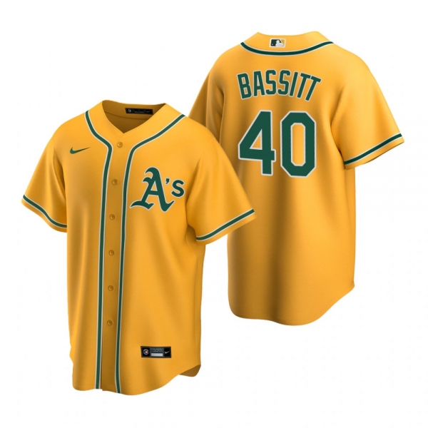 Men's Oakland Athletics Chris Bassitt Nike Gold Replica Alternate Jersey