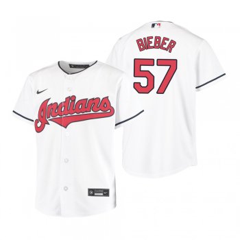 Youth Cleveland Indians Shane Bieber Nike White Replica Home Jersey