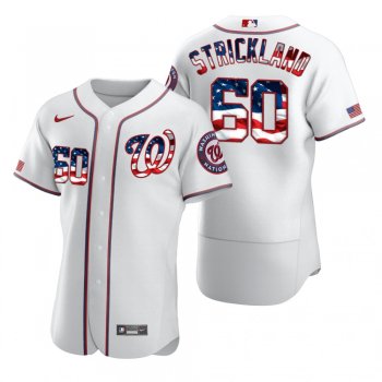 Men's Hunter Strickland Washington Nationals White 2020 Stars & Stripes 4th of July Jersey