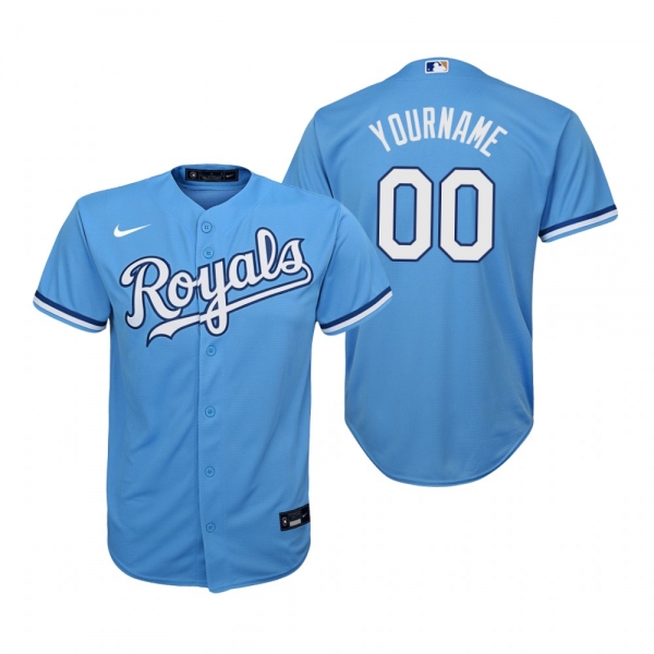 Youth Kansas City Royals Custom Nike Light Blue Replica Alternate Jersey