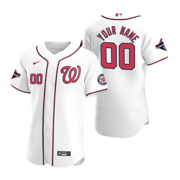 Men's Washington Nationals Custom Nike White 2019 World Series Champions Authentic Jersey