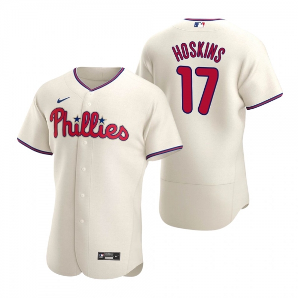 Men's Philadelphia Phillies Rhys Hoskins Nike Cream Authentic 2020 Alternate Jersey