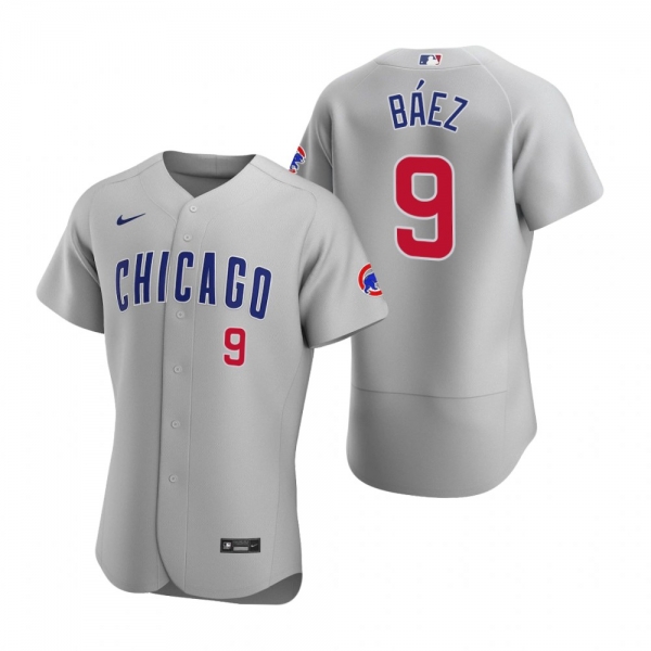 Men's Chicago Cubs Javier Baez Nike Gray Authentic 2020 Road Jersey