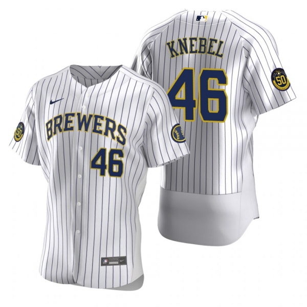 Men's Milwaukee Brewers Corey Knebel Nike White Authentic 2020 Home Jersey