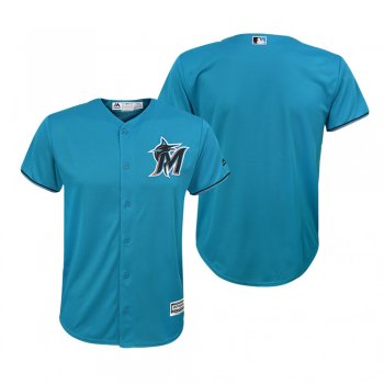 Youth Miami Marlins Blue Cool Base Official Alternate Jersey