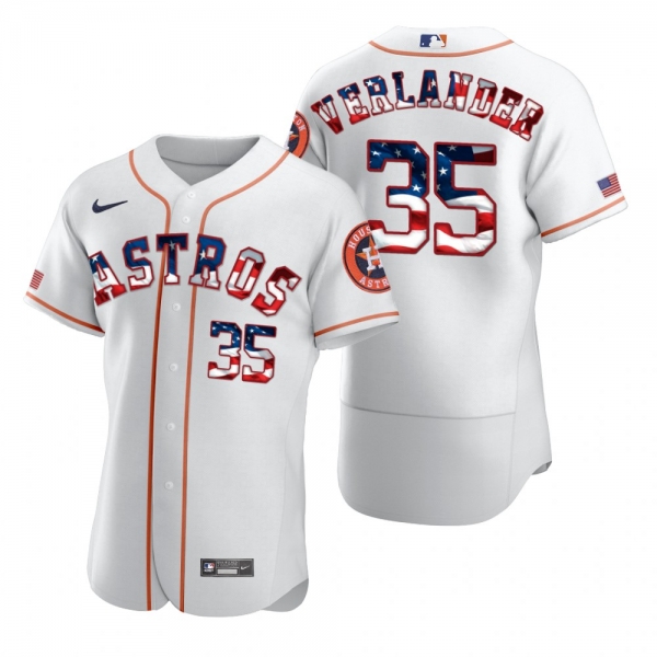 Men's Justin Verlander Houston Astros White 2020 Stars & Stripes 4th of July Jersey