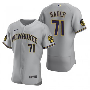 Men's Milwaukee Brewers Josh Hader Nike Gray Authentic 2020 Road Jersey