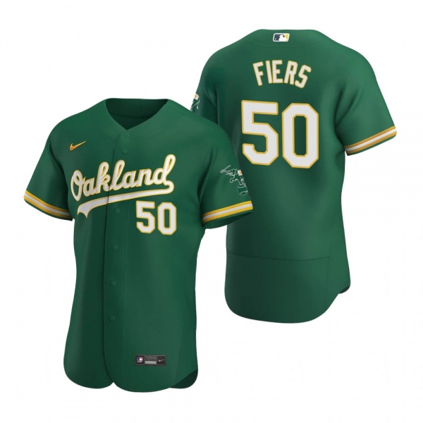 Men's Oakland Athletics Mike Fiers Nike Kelly Green Authentic 2020 Alternate Jersey