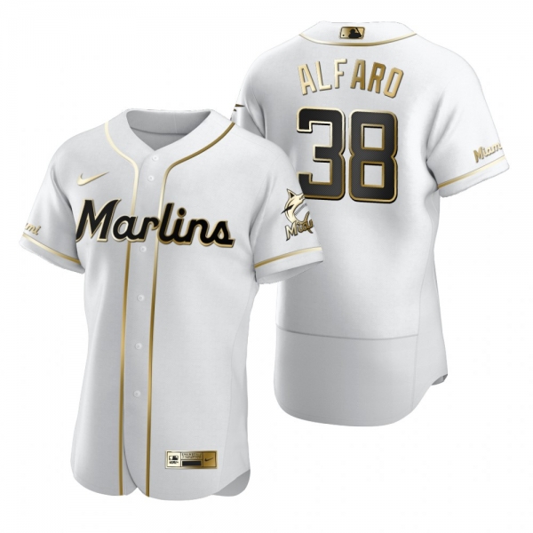 Men's Miami Marlins Jorge Alfaro Nike White Authentic Golden Edition Jersey