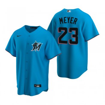 Men's Miami Marlins Max Meyer Blue 2020 MLB Draft Replica Alternate Jersey