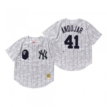 Men's New York Yankees Miguel Andujar White BAPE x Mitchell & Ness Jersey