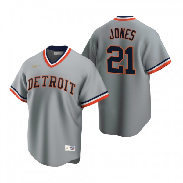 Men's Detroit Tigers JaCoby Jones Nike Gray Cooperstown Collection Road Jersey