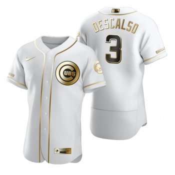 Men's Chicago Cubs Daniel Descalso Nike White Authentic Golden Edition Jersey