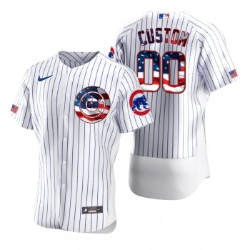 Custom Chicago Cubs White 2020 Stars & Stripes 4th of July Jersey