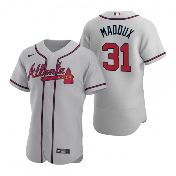 Men's Atlanta Braves Greg Maddux Nike Gray Authentic 2020 Road Jersey