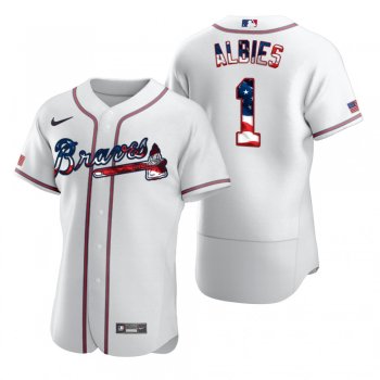 Men's Ozzie Albies Atlanta Braves White 2020 Stars & Stripes 4th of July Jersey