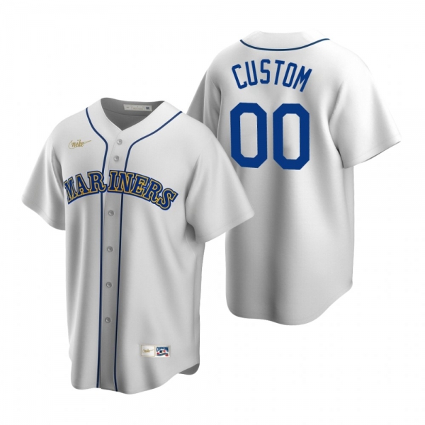 Men's Seattle Mariners Custom Nike White Cooperstown Collection Home Jersey