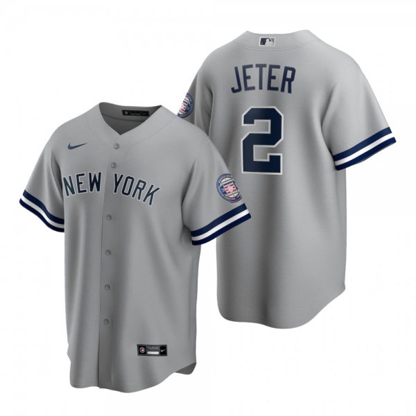 Men's New York Yankees Derek Jeter Nike Gray 2020 Hall of Fame Induction Replica Jersey