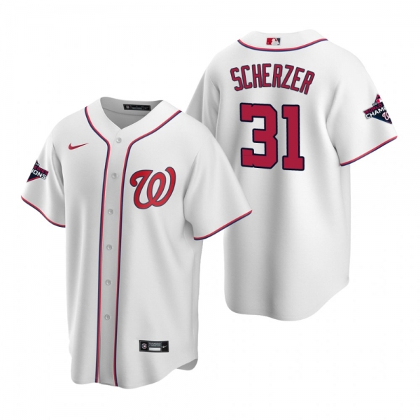 Men's Washington Nationals Max Scherzer Nike White 2019 World Series Champions Replica Jersey