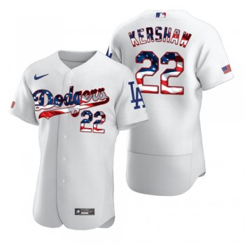 Men's Clayton Kershaw Los Angeles Dodgers White 2020 Stars & Stripes 4th of July Jersey