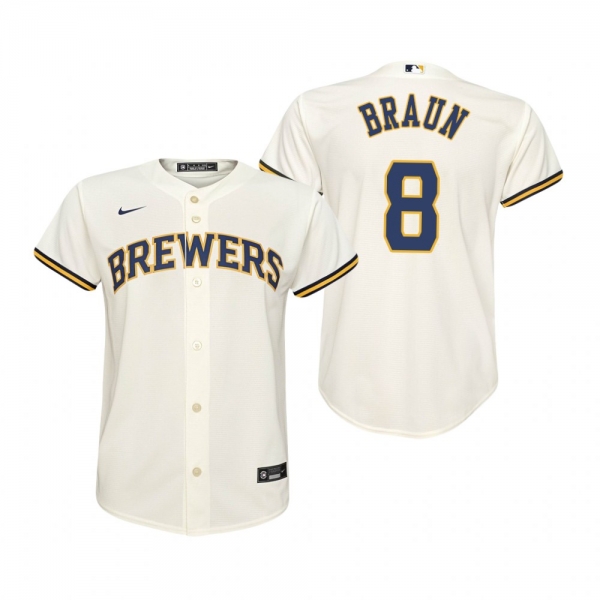 Youth Milwaukee Brewers Ryan Braun Nike Cream Replica Home Jersey